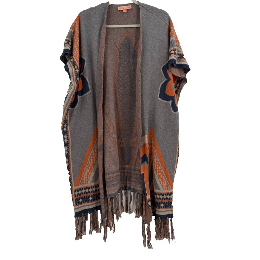 Womens S Western Poncho Cardigan Boho Aztec Fringe‎ Cowgirl Rodeo Southwestern